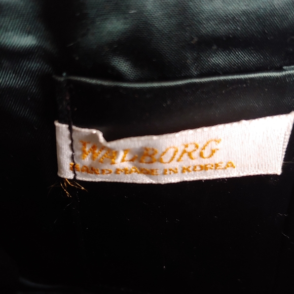 Walborg Vintage 60s Black White Beaded Purse Lotus - Picture 5 of 7